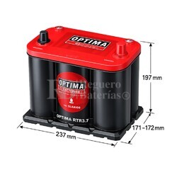 RTR3.7 REDTOP | Bater�a Optima AGM 12 Voltios 44 Amperios CCA730